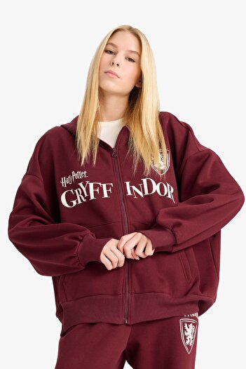 DeFacto Back to School Coool Harry Potter Oversize Wide Fit Hooded Printed Thick Fabric Cardigan F8940Ax25Au