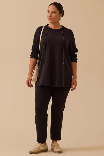 Gala-Xi Galaxi Women's Plus Size Lace-Up Basic Sweatshirt 4002 Black