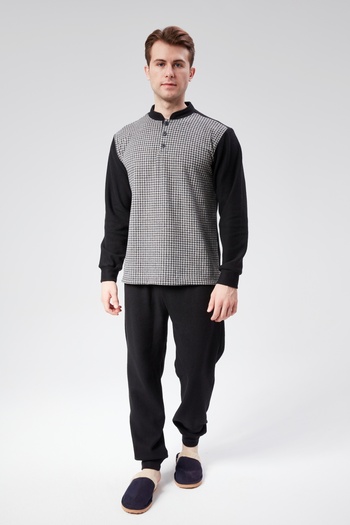 M MOONCOVER Mooncover Men's Winter High Collar Pajama Set Black