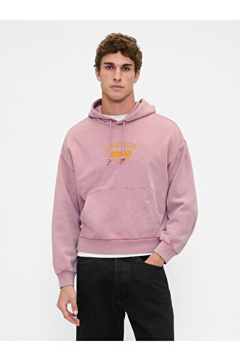 GAP Erkek Pembe Heavyweight Oversized Logo Sweatshirt