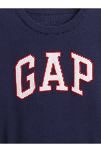 GAP Kız Çocuk Lacivert Oversized Logo Sweatshirt Elbise