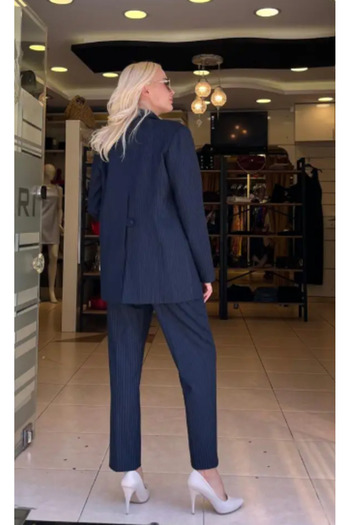 Unique Stripe Blazer Jacket with Buttons on the Back