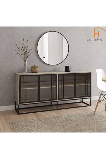 Al Saada Home Multi-purpose Buffet Cabinet - 80 x 40 x 160 cm - Grey