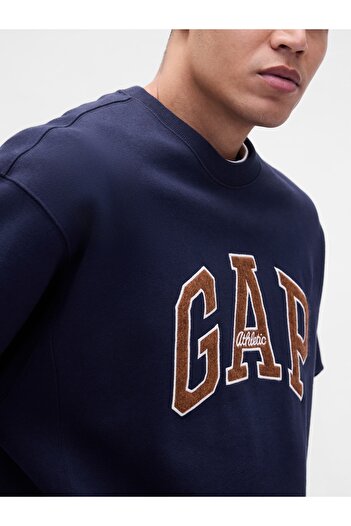 GAP Erkek Lacivert Heavyweight Oversized Logo Sweatshirt