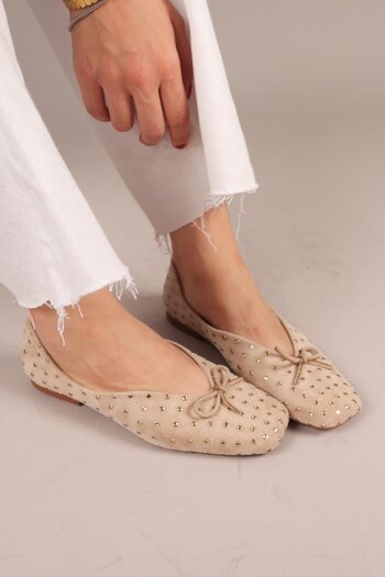 Birikon Botrop Bowknot Suede Ballerinas Beige