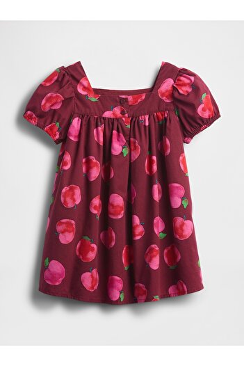 GAP Kız Bebek Bordo Puff-Sleeve Elbise