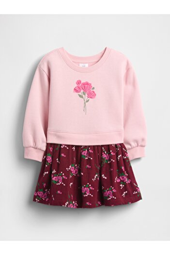 GAP Kız Bebek Açık Pembe Vintage Soft Sweatshirt Elbise
