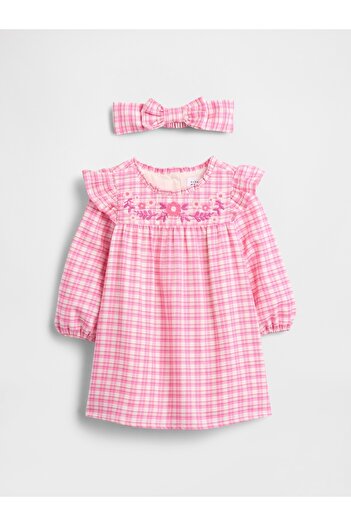GAP Bebek Pembe Gingham Elbise Seti
