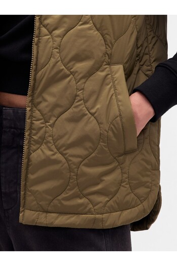 GAP Kadın Haki Lightweight Kapitone Puffer Şişme Yelek