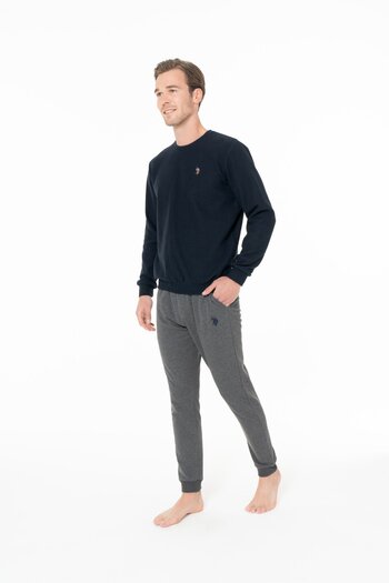 U.S. Polo Assn. 18995 Men's Navy Blue Round Neck Long Sleeve Pajama Set