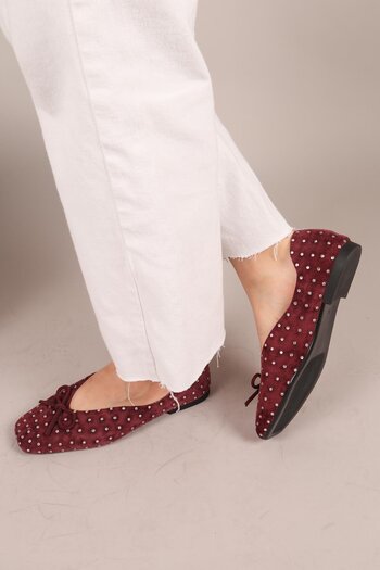 Birikon Botrop Bowknot Suede Ballerinas Bordo