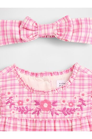 GAP Bebek Pembe Gingham Elbise Seti