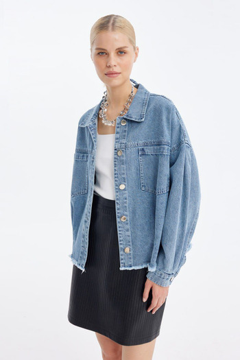 Byelmira Women's Semi Bomber Denim Jacket