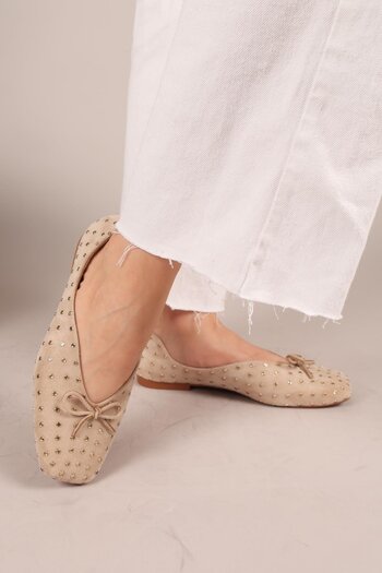 Birikon Botrop Bowknot Suede Ballerinas Beige