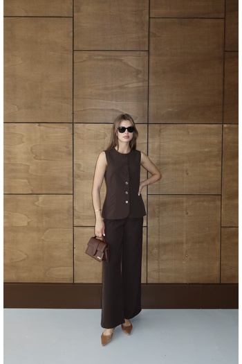 MY LİKA Buttoned Sleeveless Vest Pants Set