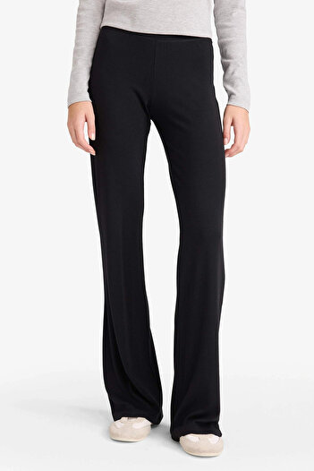 DeFacto E0628 Siyah Coool Flare Fit Ribana Pantolon