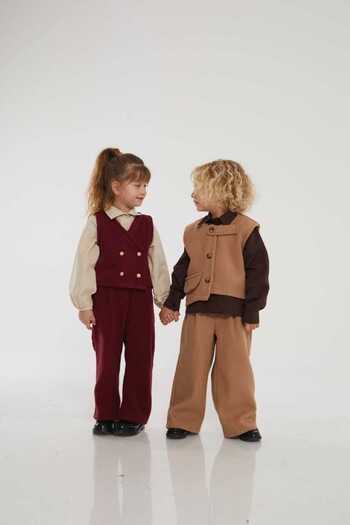 PNT Barbosa Girl's Vest/Shirt/Pants 3-Piece Cashmere Set