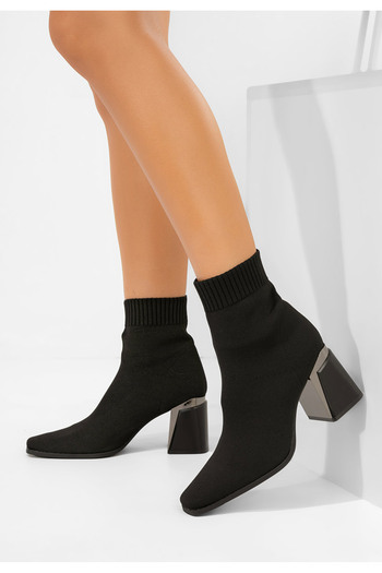 B T Shoes Μποτάκια κάλτσα Mirelina Μαύρα