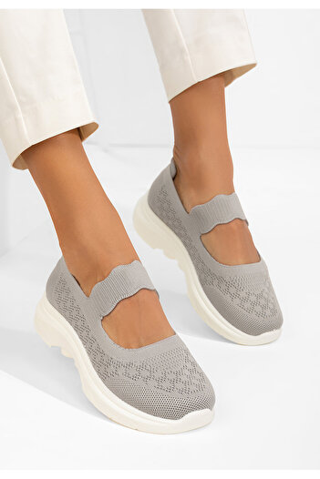 B T Shoes Balerini cu bareta Luisania gri