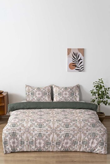 Zethome Double Duvet Cover Set Cotton Patterned Ethnic Palace 200X215 cm
