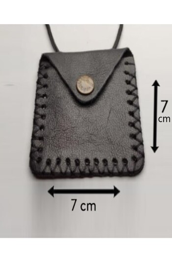 Bundeba Empty Leather Cevşen Container Case Hanger Necklace Rectangular Large Size 7X7 cm