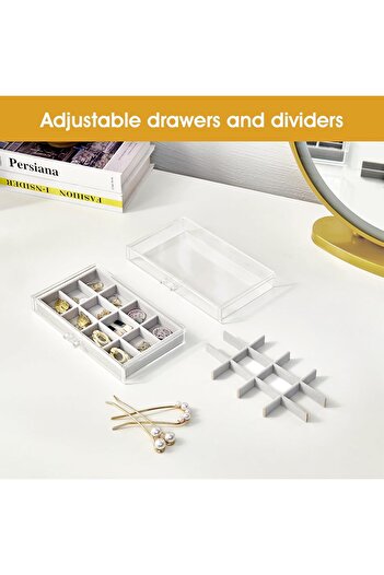 PROCASE Earring Organizer Jewelry Organizer Box with 3 Drawers, Acrylic Stackable Jewelry Holder Cle