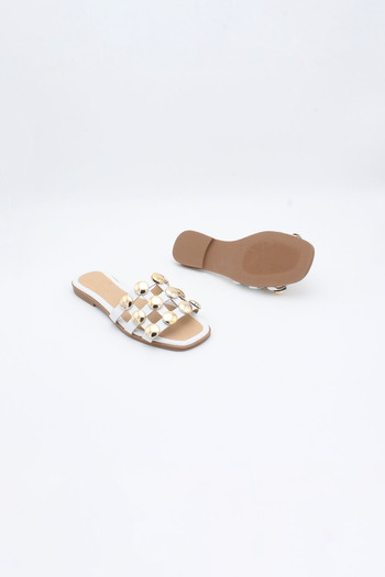 ENDİCAN 246 Rvg-10 Women's Trock Genuine Leather Slippers White