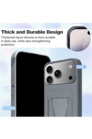 Wtech Apple iPhone 17 Pro Max 5G 2025 Silicone TPU Card Holder with Hand Grip Case Cover