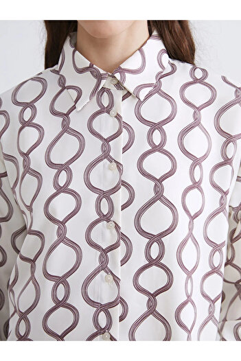 LC Waikiki Lcw Modest Beige Pattern Satin Women's Shirt Tunic