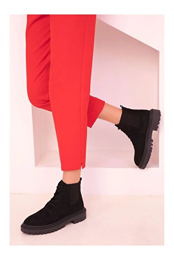 Mater Ayakkabı Exclusive Elastic Laced Ankle Length Women's Boots