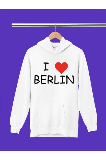MAGORS I Love Berlin Printed Cotton Long Sleeve Ribbed 3-Ply Hooded Sweatshirt
