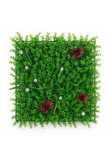 OEM Set 3 Pieces Artificial Decorative Fence 60x40cm (2+1 Free) – Green Leaves on Mesh