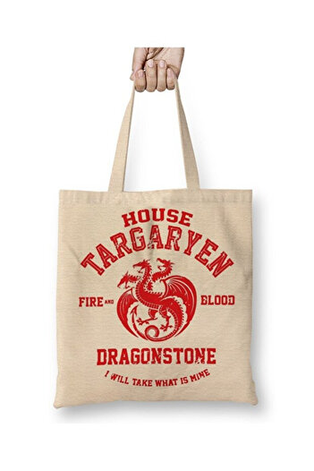 Toyaso Game of Thrones House Targaryen White Tote Bag Long Handle Shopping Bag Beach Bag