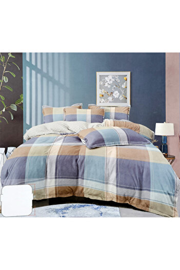 BAOLI 3-piece bedding set for single bed, 140x200 cm, checkered pattern