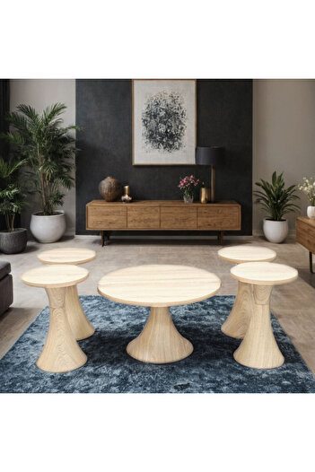 Tasamem Dafia 5-piece wooden tea table set