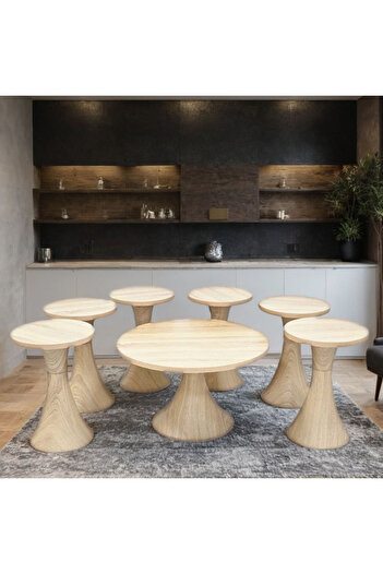 Tasamem Dafia 7-piece wooden tea table set