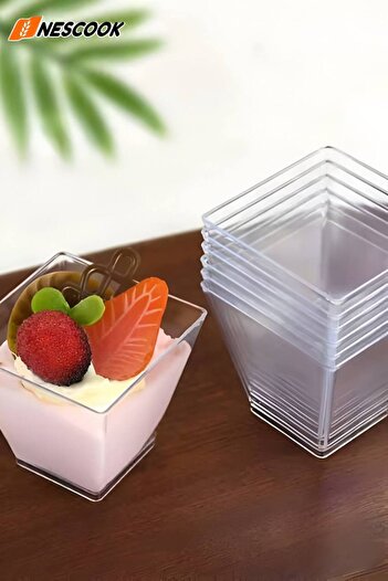 Neskuk Transparent Crystal Extra Hard Plastic Prism Cubic Bowl 12Pcs