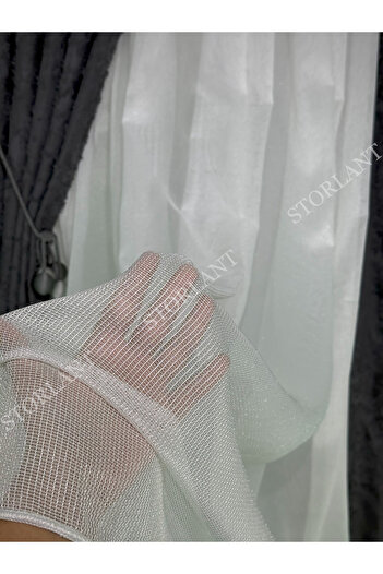 Storlant Athens Luxury Ecru Tulle Curtain |   Heavy Weight, 1/3 Pleated, No Ironing Required