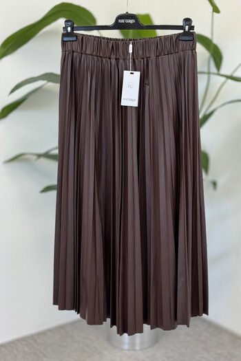 FUAT GÜRSEN Fuat Gürşen 4401 Leather Look Pleated Skirt