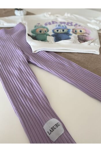 WİKİBOOM Labubu Lilac Girls' Leggings Set (5-C)