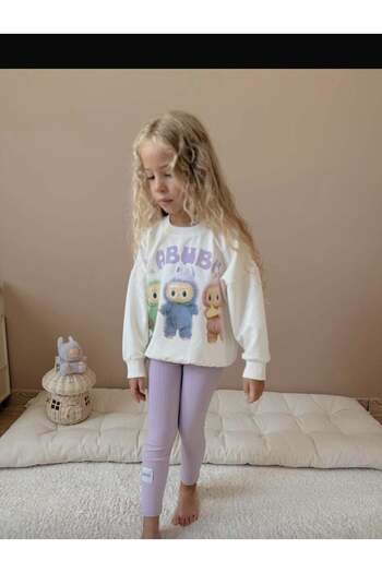WİKİBOOM Labubu Lilac Girls' Leggings Set (5-C)