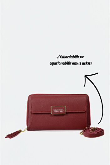 Mazel Design 7090 Genuine Leather Women's Stylish Imported Wallet Bag, Adjustable Strap, Card Slots, Zipper Closure