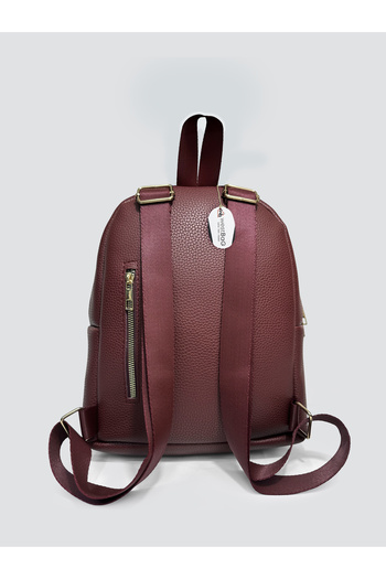 westbag Cherry Burgundy Unisex Faux Leather Zippered Multi-Pocket Backpack