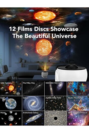 Generic 12-in-1 Galaxy Star Projector 4K Planetarium Night Light with 12 Films & Quiet Rotation