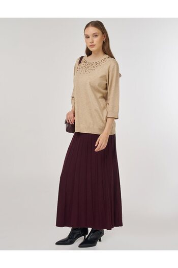 Kayra Sequined Knitwear Tunic Mink