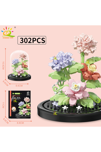 Choice3 NO.41 HUIQIBAO MOC Eternal Bouquet Display Box Micro Building Blocks Flower Model DIY Home Desk Plan