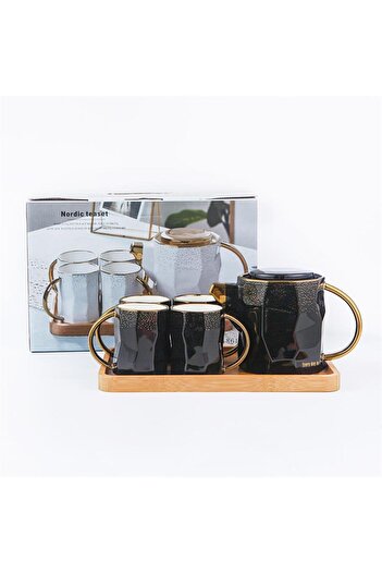 Shuer 6-Piece Nordic Ceramic Tea Set Black