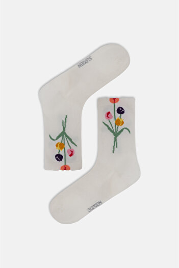 SUWEN Flower Pop Soket Çorap