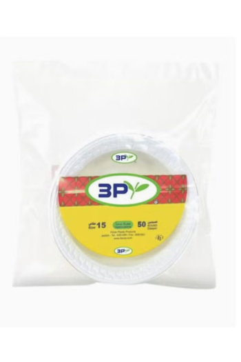 3p Bundle - Deep Round White Plastic Plates 50 Plates Size 15