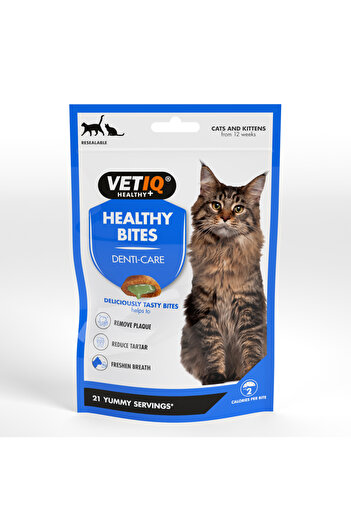 Vetiq Vet IQ Healthy Bites Duck Flavored Health Supplement for Cats to Support Dental Health 65g